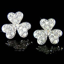3 Kleeblatt mit Swarovski Kristall Irisch Irland Glück Ohrringe