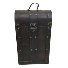 Flaschencaddy Truhenform dunkel Holz Wein Flaschenhalter Träger Aufbewahrung gebraucht