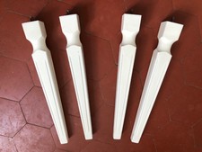 4 Vintage Weiß Massiv Holzbeine  Tischbeine Tischfüße H31,5cm  von 1950er-1970er