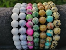 Armband Edelstein Damen Armbänder 8mm Perlen Kugel Beads Perle 