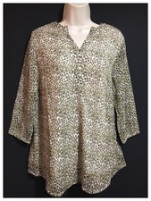 Damen Sheer Tiermotiv TOP TUNIKA GEFÜTTERT BLUSE Shirt Frühjahr UK 12 Relaxed Fit