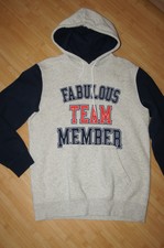 H&M Sweat Sweatjacke Sweatshirt Hoodie Kapuze Oversize Long grau blau S 34 NEU