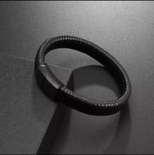 Lederarmband Herren, schwarz - NEU