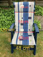 1 x Sitzkissen für Gartenstuhl Hochlehner Polster Auflagen Blau  Grau