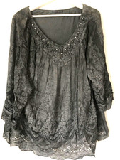 Traum Blusenshirt   Damen grau-Ausbrenner,Glitzer PINK CHERRY by TREDY Gr.44