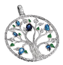Julie Julsen JJ9212.1 Damen Anhänger Lebensbaum Element 925 Zirkonia blau
