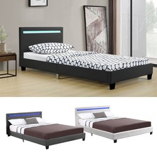 Polsterbett Einzelbett Jugendbett LED 90x200 / 120x200 Bettgestell Bett Juskys®