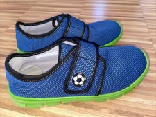 Kinder Jungen Superfit Hausschuhe, Schuhe, Gr. 34 Fußball blau grün leicht, gut!