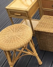 1 x Bambusstock Korb Korbhocker Boho Vintage Pflanzenständer