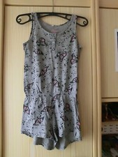 Mädchen Jumpsuit Gr. 140 grau mit Schmetterlingen, Bio Baumwolle