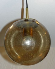 TOP Hängeleuchte Lampe Glaskugel Kugelleuchte 60er 70er Blasenglas Messing