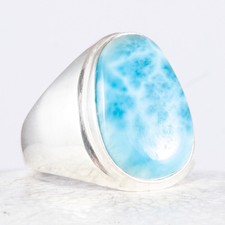 925 Sterlingsilber, Zauberhaft schöner Silber Ring, Larimar aus der Karibik, 58