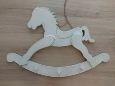 Holzpferd Kleiderhaken Kinderzimmer Holz weiß