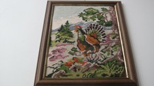 Schönes Stickbild - schon fertig gestickt - Auerhahn - im Holzrahmen 