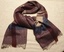 Bordeaux blau beige kariertes rechteckiges Tuch mit Franzen 184 cm x 64 cm