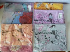 Schal Stola Chiffontuch Halstuch Scarf Tuch gemustert Blumen-Vögel