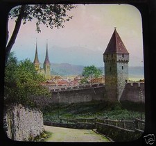 Glas Magic Lantern Slide Luzern die Zinnen c1900 Schweiz l65