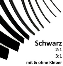 Schrumpfschlauch 2:1 3:1 - mit / ohne Kleber - Schwarz - Meterware