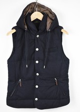 Suitsupply Pure Wool Weste Herren ~ XS mit Kapuze Körperwärmer Down Snap Knöpfe