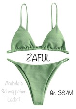 ZAFUL Strukturierte String Bikini Gr. 38/M grün gepolstert mit Dreieck Cup 