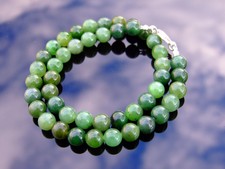 Russische Jade Natur Edelstein Halskette 8mm Perlen Silber 16-30 Zoll Heilung Chakr