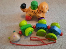 Nachziehraupe Raupe aus Holz   und  Renn-Katze/Fisher Price  /Baby-Kleinkind 