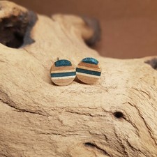 Ohrringe Ohrstecker Holz aus einem alten Skateboard Handarbeit DIY