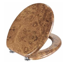 Wenko 17482100 WC-Sitz Wurzelholz - Fix-Clip Hygiene Metallbefestigung, MDF