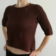 Cropped Top Crop Top braun selbstgestrickt braun warm Winter ca. Größe 38