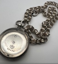 Antik viktorianisches Sterlingsilber Buchkette Uhrenetui Medaillon Anhänger Halskette