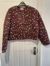 DAMEN LA REDOUTE BURGUNDISCHE BAUMWOLLE GESCHNITTEN GEPOLSTERTE JACKE UK GRÖSSE 18 BRANDNEU