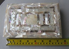 Asiatische indische PERLMUTT Muschel Mosaik Vintage Schmuck Box Tempel Schnitzerei