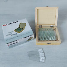 Celestron vorbereitete Mikroskop-Objektträger 25 Objektträger in Holzkiste Set #44410 Biologie