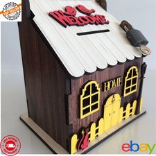 Holz Haus BANK Münzen Aufbewahrung Geld BANK mit SCHNITZEREI arbeiten Sparschwein für Kinder