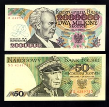 Polen zwei alte Banknoten  UNC