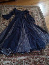 HIPPIEKLEID boho Folklore Indien ethno Empire S/M gesmokt blau