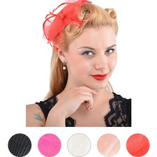 Cute 50s ULRIKE Retro BOW Schleifen Feather HEADPIECE Rockabilly