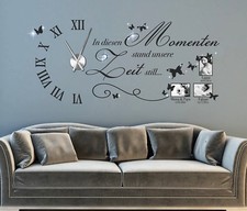 Wanduhr Wandtattoo Uhr Wohnzimmer Wandsticker Spruch mit Uhrwerk Namen pkm477