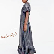 Schwarz Kunstleder geladen Midi Maxi Kleid Schößchen Ärmeln und Saum Größe 10