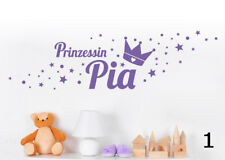 Prinzessin Name Sterne Kinderzimmer Sticker Baby Geburt Wandaufkleber WandTattoo