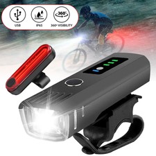 LED Akku Fahrradlicht Beleuchtung Scheinwerfer 600 LUX Rücklicht Lampe mit 2 USB