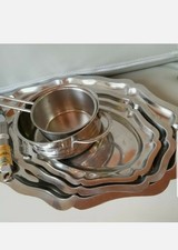 Edelstahl Servierplatte Töpfe  Eierbecher Messer Küche   Partyset Set 9tlg 