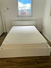 Doppelbett Bett IKEA Malm 140 Weiss 2x Lattenrost Sultan Hjartdal MIT Matratze!