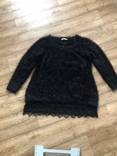 bpc 40/42,Pullover,flausch Pulli,borte,schwarz,lagenloock