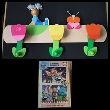 Kinder Holz lebendigen Kleiderhaken bewegliche Blumen Schmetterling Puppe Sevi Italien