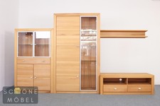 Moderne Wohnwand TV Board Vitrine Regal Geschirrschrank Anbaureihe Massiv