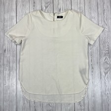 F&F Damenoberteil weiß UK 12 Tunika kurzärmelig Reißverschluss rundausschnitt Kreppbluse sehr guter Zustand