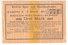 +++ Notgeld Spar- und Darlehnskasse Bork 3 Mk 15. August 1914 kfr selten