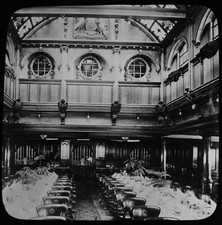 RMS ORONTES ESSLIMOUSINE 1903 FOTO Magic Lantern Rutsche OZEAN LINER VERSAND