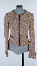 Karen Millen Tweed Blazer Jacke Baumwolle Mix Neon Multi Tailored Anzug Shorts UK 8